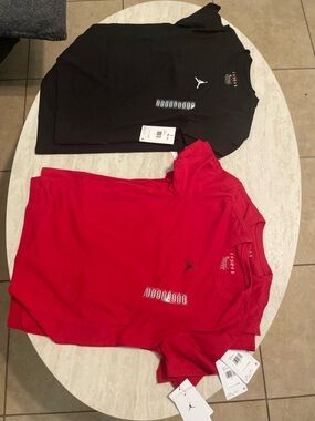 Jordan Short Sleeve Tees - Black & Red Pair